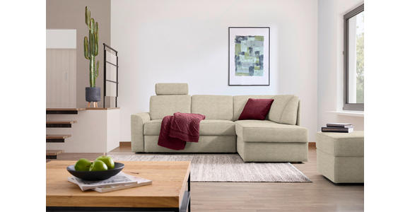ECKSOFA  in Webstoff Beige  224/165 cm  - Beige/Schwarz, KONVENTIONELL, Kunststoff/Textil (224/165cm) - Xora
