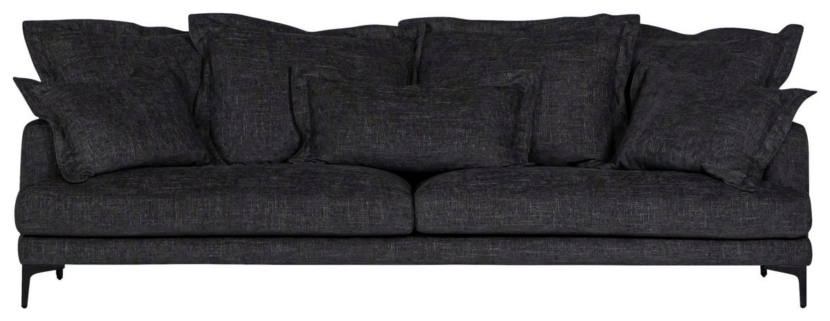 3-SITS SOFFA i mörkgrå  - mörkgrå/svart, Klassisk, metall/trä (250/92/98cm) - Novel