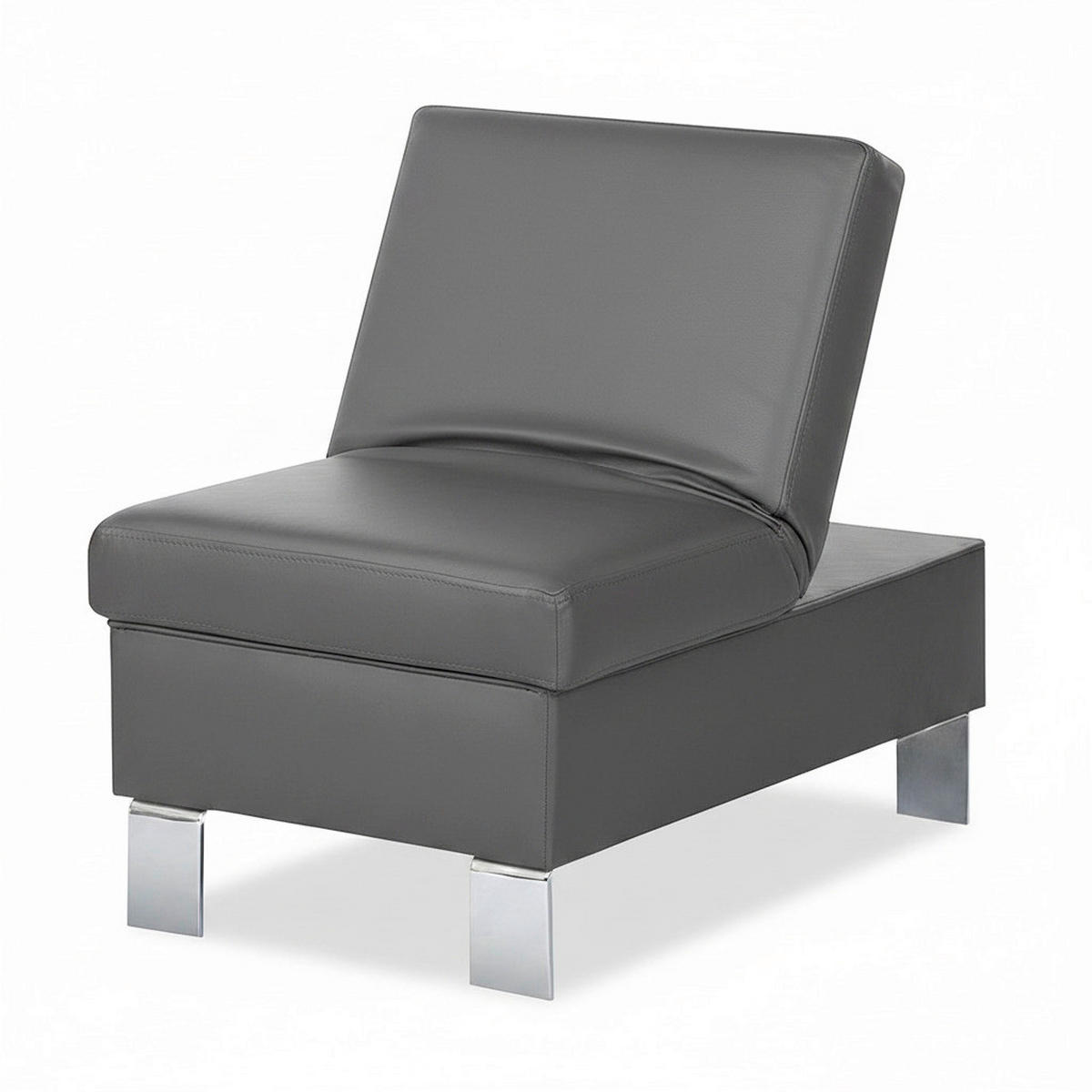 HOCKER Leder Anthrazit  - Chromfarben/Anthrazit, Design, Leder/Metall (91/44/57cm) - Livetastic