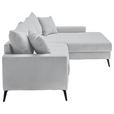 ECKSOFA  in Cord Hellgrau  280/173 cm  - Hellgrau/Schwarz, KONVENTIONELL, Textil/Metall (280/173cm) - Hom`in