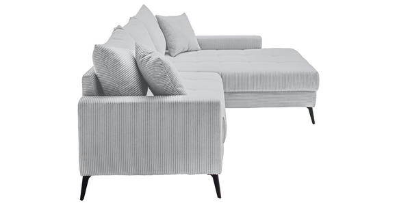 ECKSOFA  in Cord Hellgrau  280/173 cm  - Hellgrau/Schwarz, KONVENTIONELL, Textil/Metall (280/173cm) - Hom`in