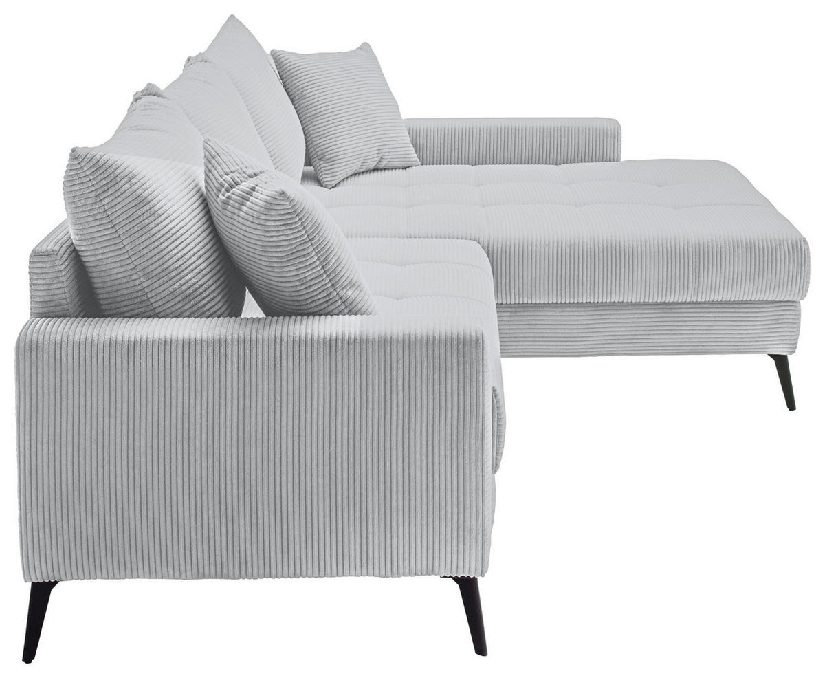 ECKSOFA Hellgrau Cord  - Hellgrau/Schwarz, KONVENTIONELL, Textil/Metall (280/173cm) - Hom`in