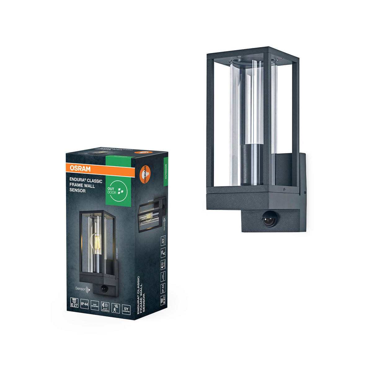 AUßENLEUCHTE 11/14/28,5 cm   - Dunkelgrau, Basics, Glas/Metall (11/14/28,5cm) - Osram