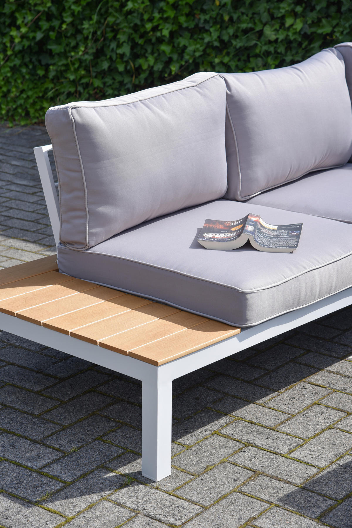 LOUNGEGARNITUR 4-teilig   Aluminium  - Eichefarben/Weiß, Basics, Kunststoff/Textil - Gardenson