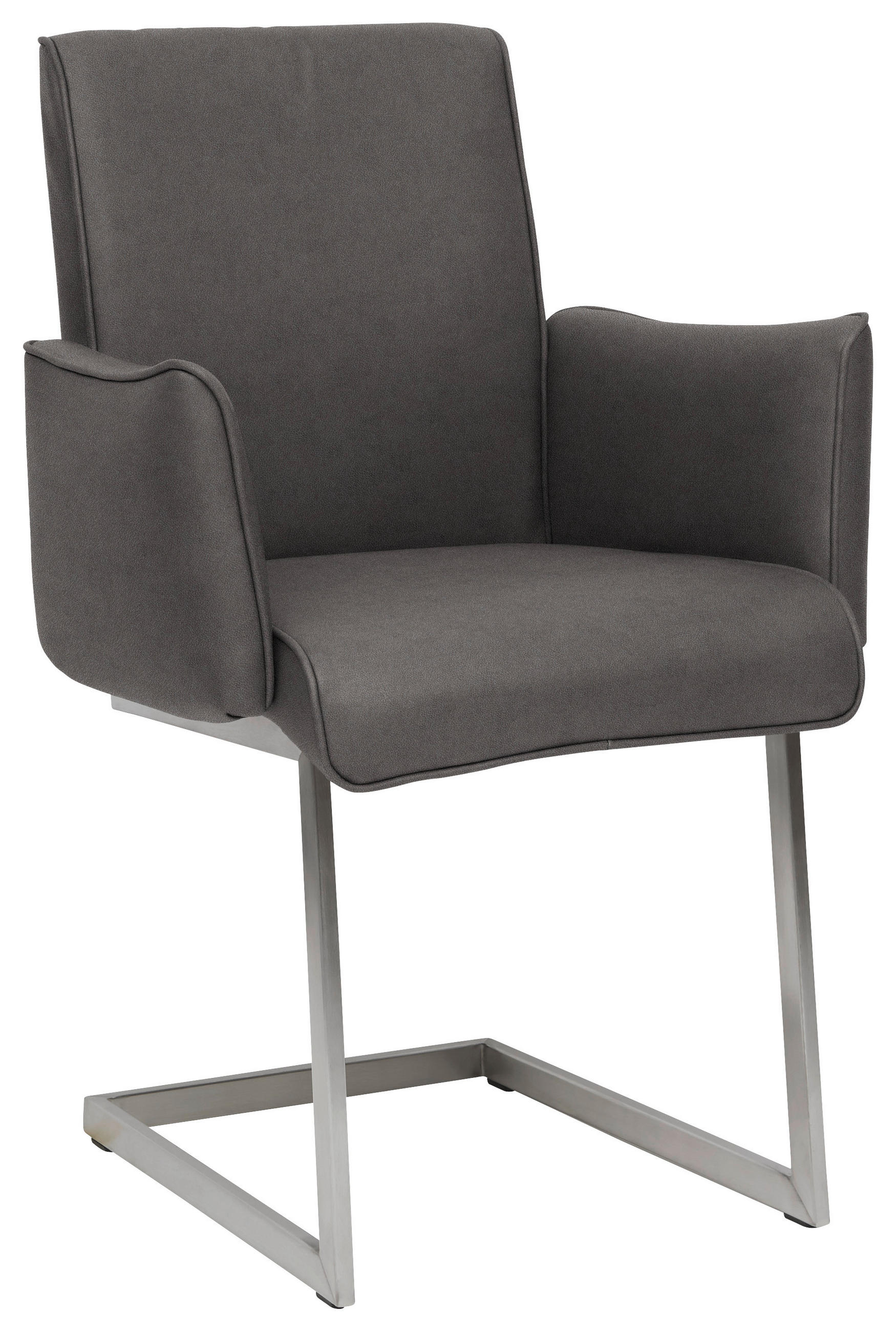 ARMLEHNSTUHL  in Stahl Mikrofaser  - Edelstahlfarben/Anthrazit, Design, Holzwerkstoff/Textil (63/91/60cm) - Dieter Knoll