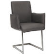 ARMLEHNSTUHL  in Stahl Mikrofaser  - Edelstahlfarben/Anthrazit, Design, Holzwerkstoff/Textil (63/91/60cm) - Dieter Knoll