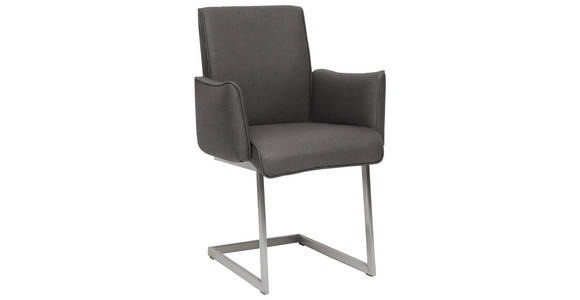 ARMLEHNSTUHL  in Stahl Mikrofaser  - Edelstahlfarben/Anthrazit, Design, Holzwerkstoff/Textil (63/91/60cm) - Dieter Knoll