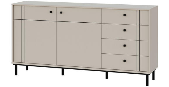 SIDEBOARD in 160,2/81,8/37 cm - Kaschmir/Schwarz, MODERN, Holzwerkstoff/Kunststoff (160,2/81,8/37cm) - Carryhome