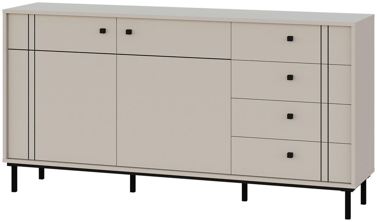 KOMODA, kašmir  - črna/kašmir, Moderno, kovina/umetna masa (160,2/81,8/37cm) - Carryhome