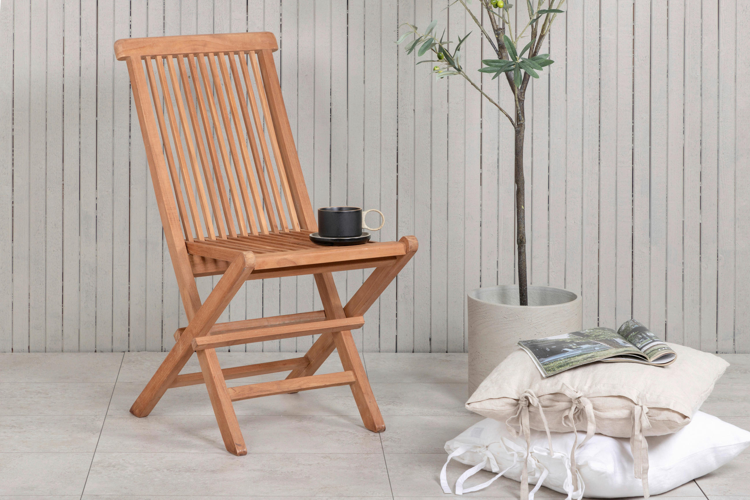 Klappstuhl 2er-Set Teakholz Teakfarben  - Teakfarben, KONVENTIONELL, Holz (47/89/62cm) - Gardenson