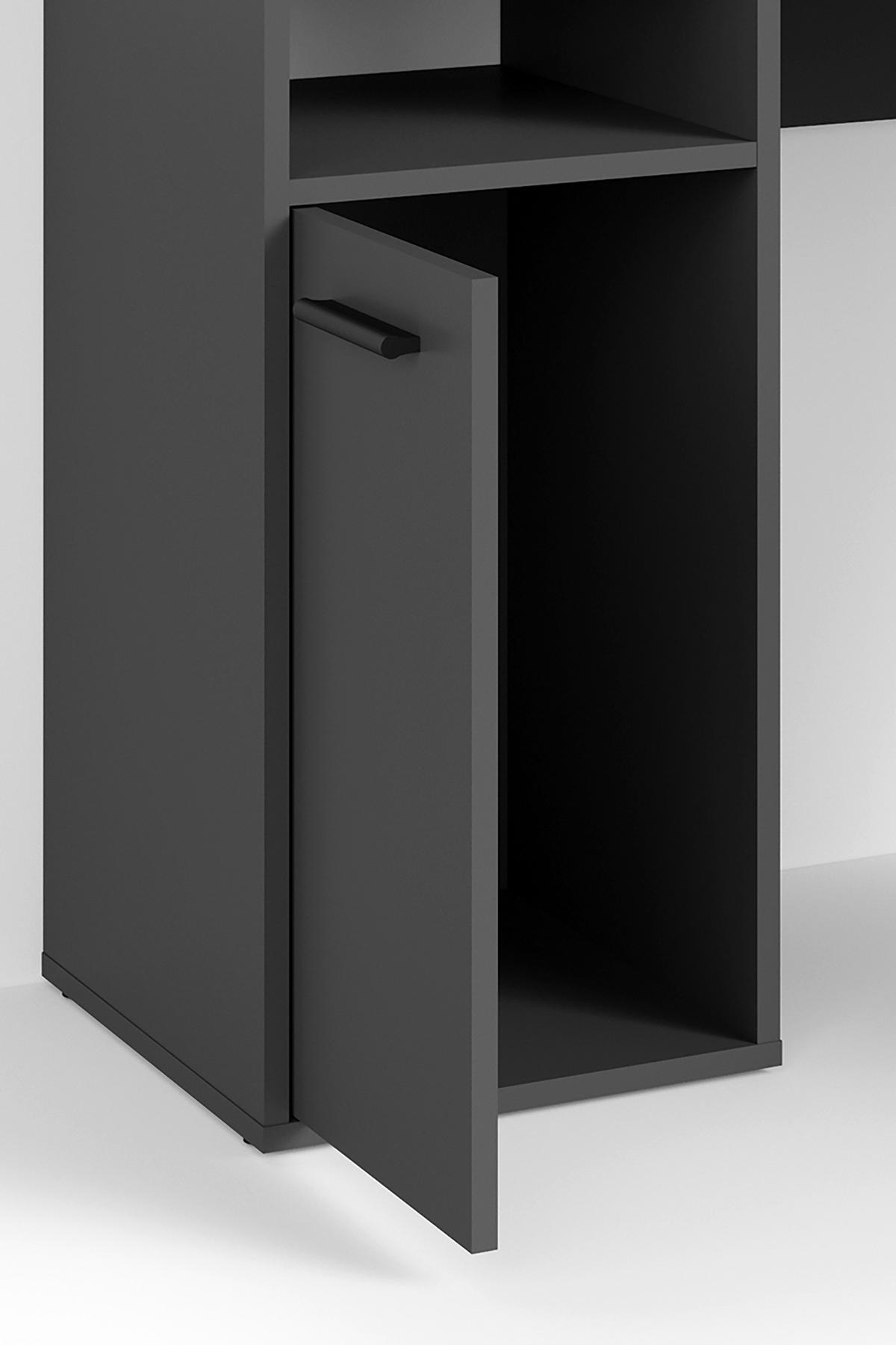 ECKSCHREIBTISCH 139/139/90,8 cm  in Anthrazit  - Anthrazit/Schwarz, MODERN, Holzwerkstoff/Kunststoff (139/139/90,8cm) - MID.YOU