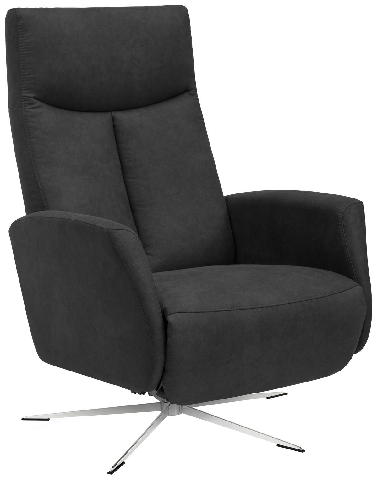RELAXSESSEL Echtleder Relaxfunktion, Fußteilverstellung    - Silberfarben/Schwarz, Design, Leder/Metall (74/101/84cm) - Welnova
