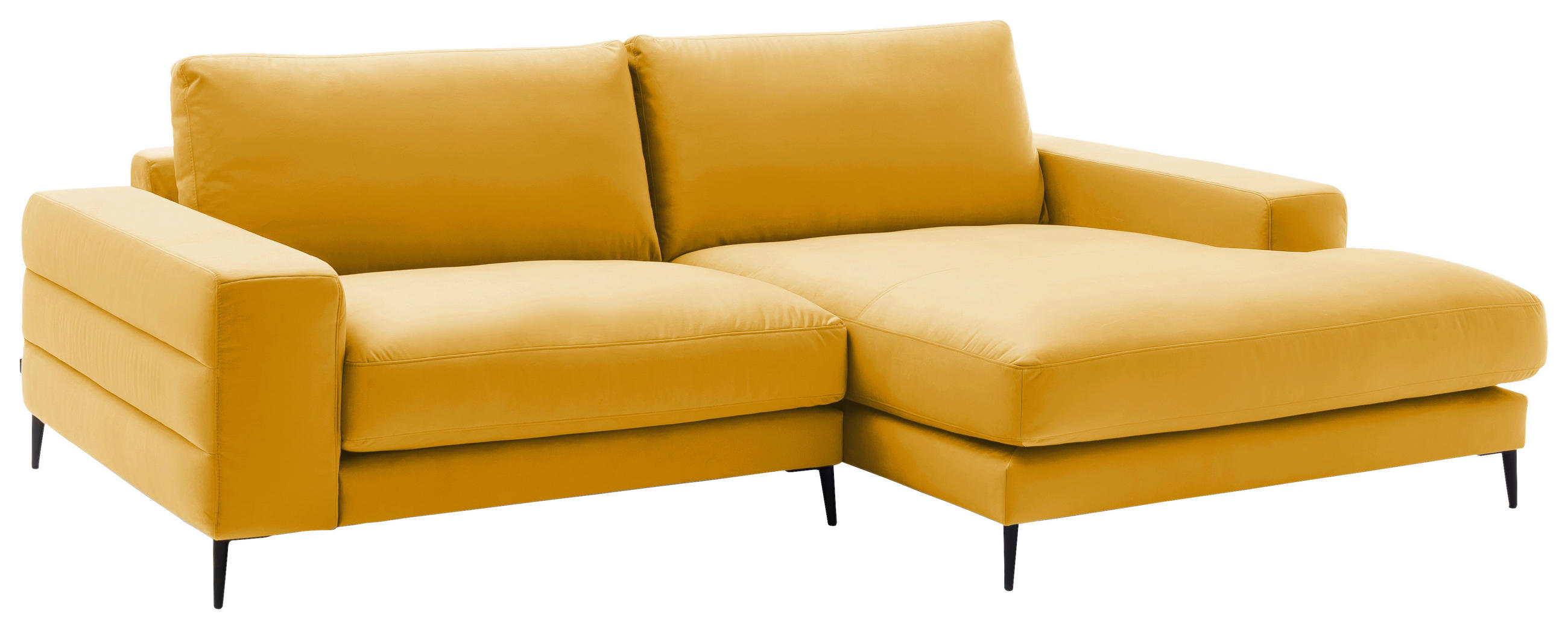 ECKSOFA in Velours Currygelb  - Currygelb/Schwarz, Design, Textil/Metall (253/177cm) - Dieter Knoll