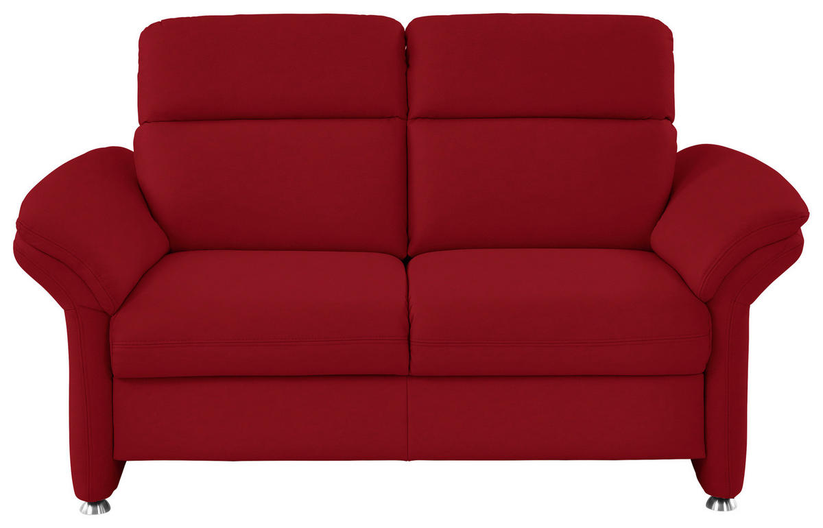 2-SITZER-SOFA in Echtleder Rot  - Rot/Alufarben, Konventionell, Leder/Metall (170/96/92cm) - Beldomo Premium