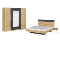 SCHLAFZIMMER Dunkelgrau, Eiche Artisan  - Dunkelgrau/Eiche Artisan, Design, Glas/Holzwerkstoff - Rauch Möbel