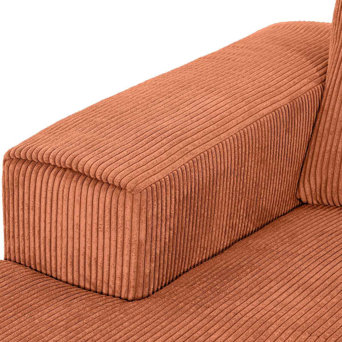 ECKSOFA in Cord Rostfarben  - Rostfarben/Schwarz, Konventionell, Textil/Metall (170/285cm) - Carryhome