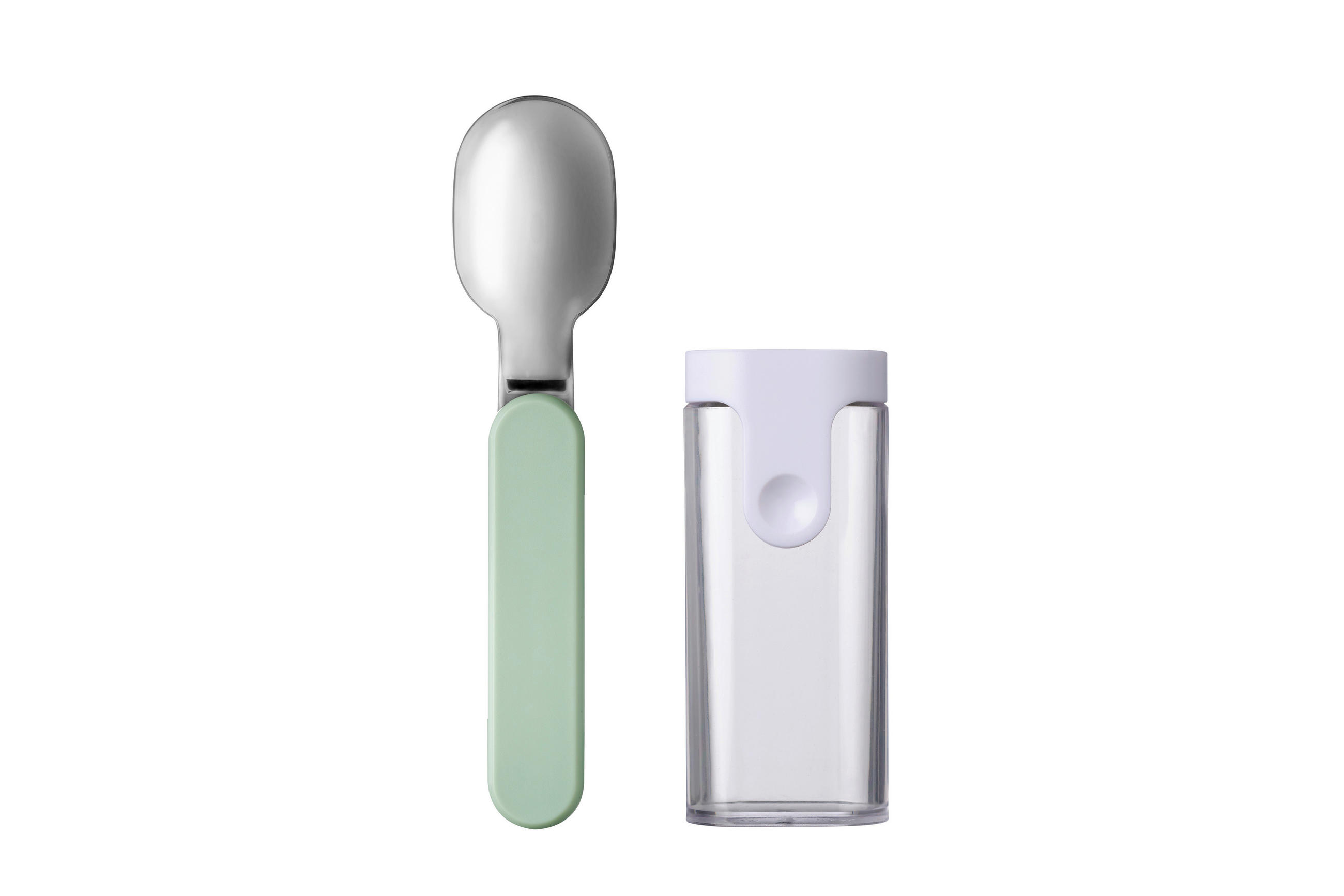 LŽÍCE - barvy stříbra/šalvějově zelená, Konvenční, kov/plast (14,5/7,4/2,9cm) - Mepal