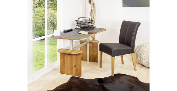 COUCHTISCH in Holz, Metall, Kunststoff 120/70/54(82) cm - Eichefarben/Silberfarben, KONVENTIONELL, Holz/Kunststoff (120/70/54(82)cm) - Venda