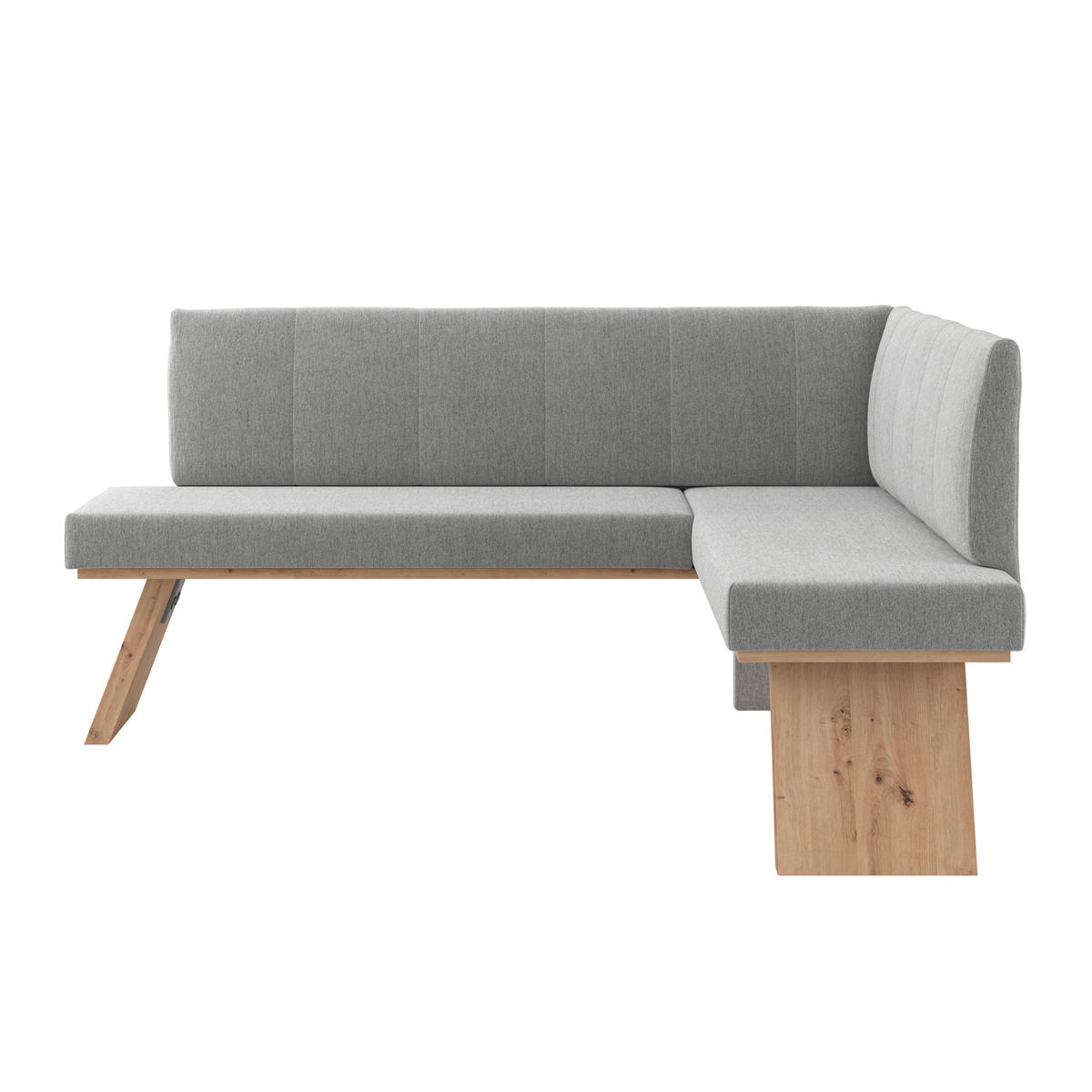 ECKBANK 160/140 cm Webstoff Hellgrau   - Eichefarben/Hellgrau, KONVENTIONELL, Textil (160/140cm)
