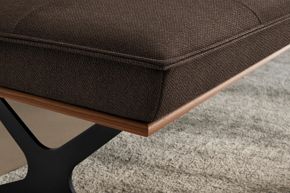 SITZBANK in Holz, Textil Braun, Schwarz, Nussbaumfarben  - Nussbaumfarben/Schwarz, Design, Holz/Textil (214/88/66cm) - Koinor