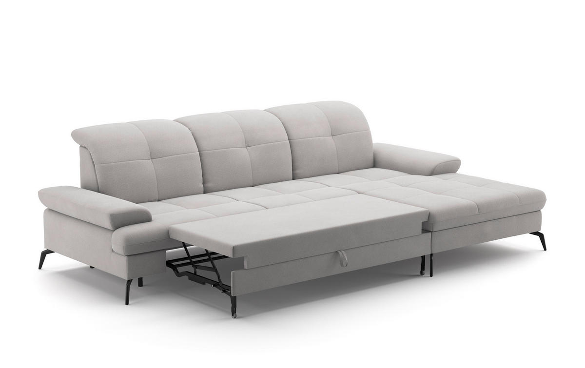 CANAPÉ D'ANGLE in Flachgewebe Silberfarben  - Silberfarben/Schwarz, Konventionell, Textil/Metall (279/185cm) - Sit & More
