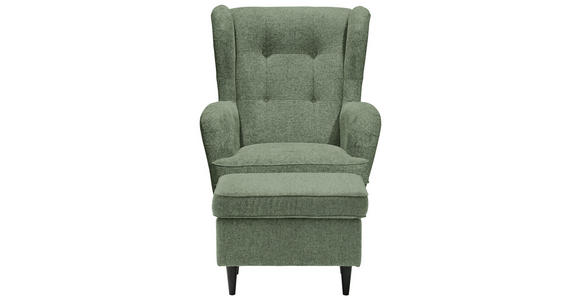 OHRENSESSEL in Webstoff Schwarz, Olivgrün - Schwarz/Olivgrün, Basics, Holz/Textil (78/102/98cm) - Carryhome