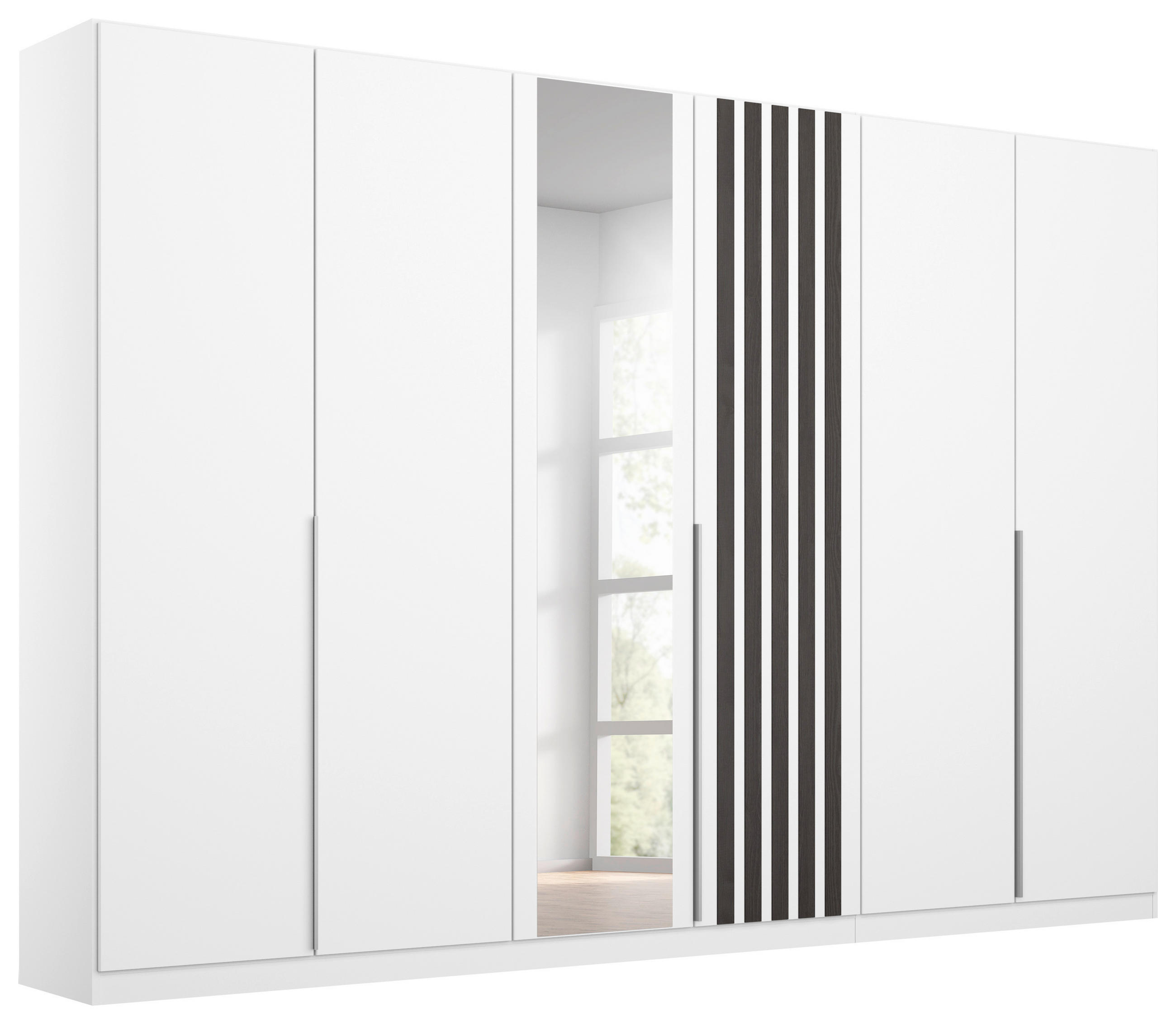 DREHTÜRENSCHRANK 271/210/54 cm 6-türig Weiß  - Alufarben/Weiß, MODERN, Holzwerkstoff/Metall (271/210/54cm) - Rauch Möbel