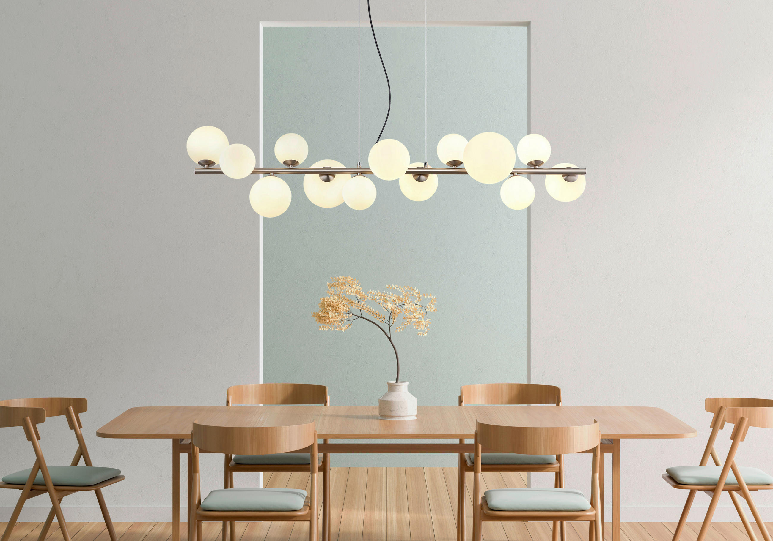 SUSPENSION LED  120/34,5 cm   - Transparent/Opal, Design, Glas/Kunststoff (120/34,5cm) - Globo
