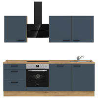 KÜCHENLEERBLOCK 240 cm   in Blau, Eichefarben  - Blau/Eichefarben, MODERN, Holzwerkstoff/Metall (240cm) - Nobilia