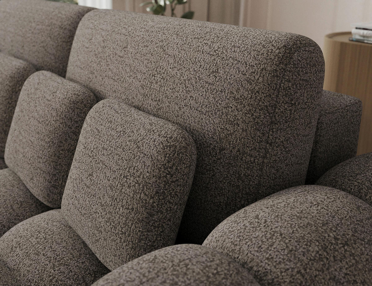 SCHLAFSOFA Bouclé Braun  - Schwarz/Braun, Design, Kunststoff/Textil (256/105/119cm) - MID.YOU