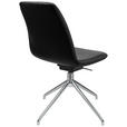 STUHL  in Aluminium Echtleder pigmentiert Metall, Leder  - Schwarz/Alufarben, Design, Leder/Metall (46/81,5-84,5/55cm) - Johann Jakob