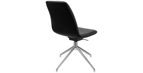 STUHL in Aluminium Echtleder pigmentiert Metall, Leder - Schwarz/Alufarben, Design, Leder/Metall (46/81,5-84,5/55cm) - Johann Jakob