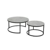 COUCHTISCHSET 60-80/60-80/37-41 cm rund Naturfarben, Schwarz, Beige  - Beige/Schwarz, Basics, Stein/Metall (60-80/60-80/37-41cm) - Boxxx