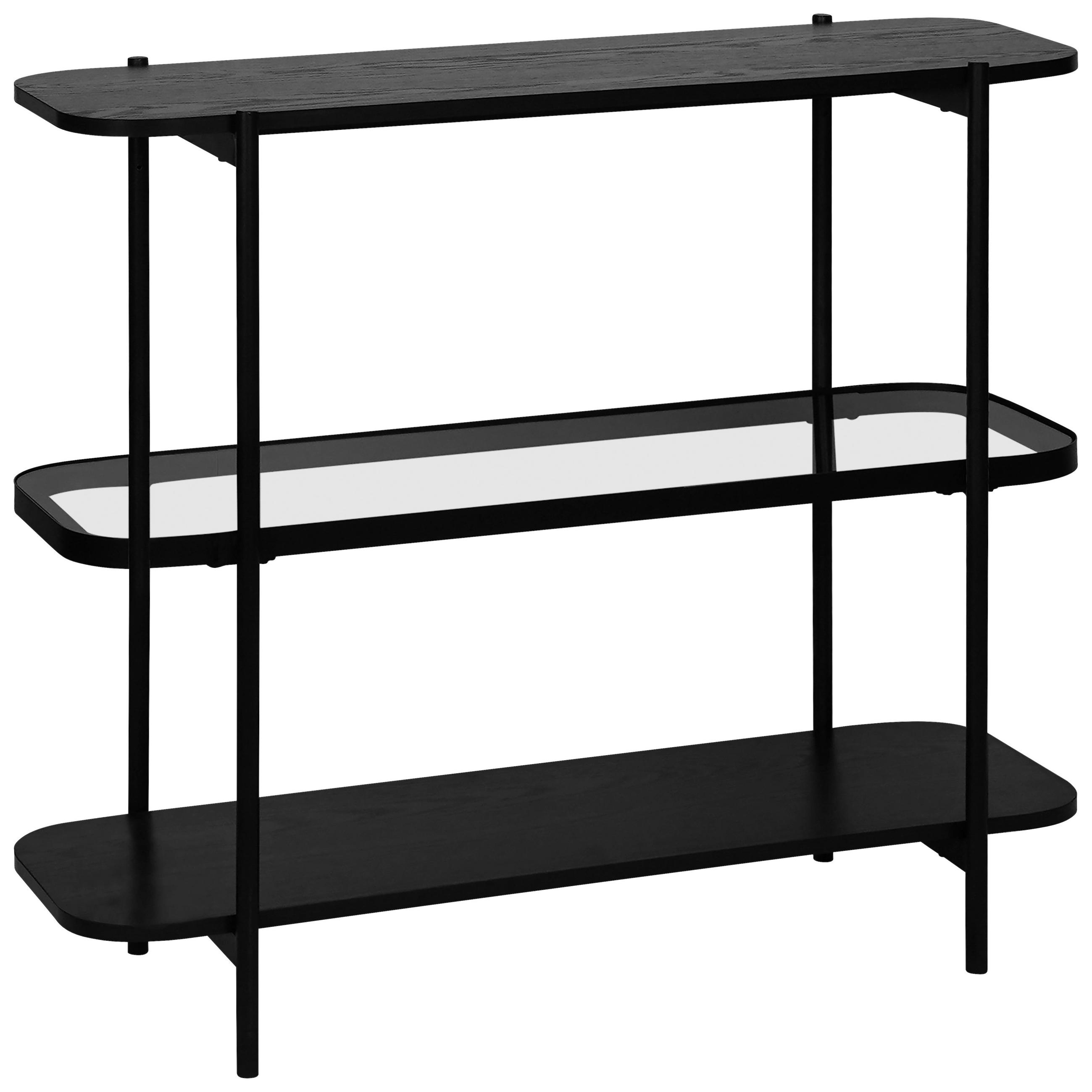 Etajeră, 90/84/34 cm, gri, negru,  - negru/gri, Trend, sticlă/metal (90/84/34cm) - Xora