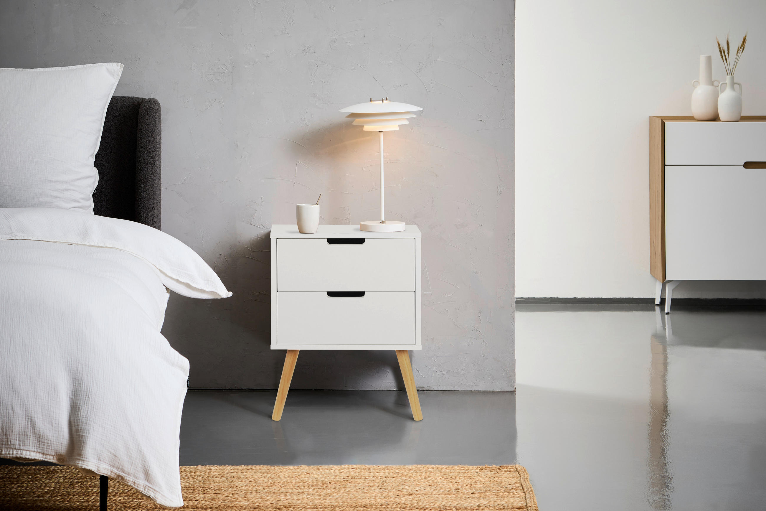 NACHTSCHRANK 40/60/30 cm Kiefer massiv  - Naturfarben/Weiß, Design, Holz/Holzwerkstoff (40/60/30cm) - Xora