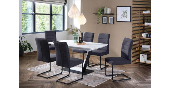 SCHWINGSTUHL  in Eisen Webstoff  - Dunkelgrau/Schwarz, Design, Textil/Metall (48/98/63cm) - Novel