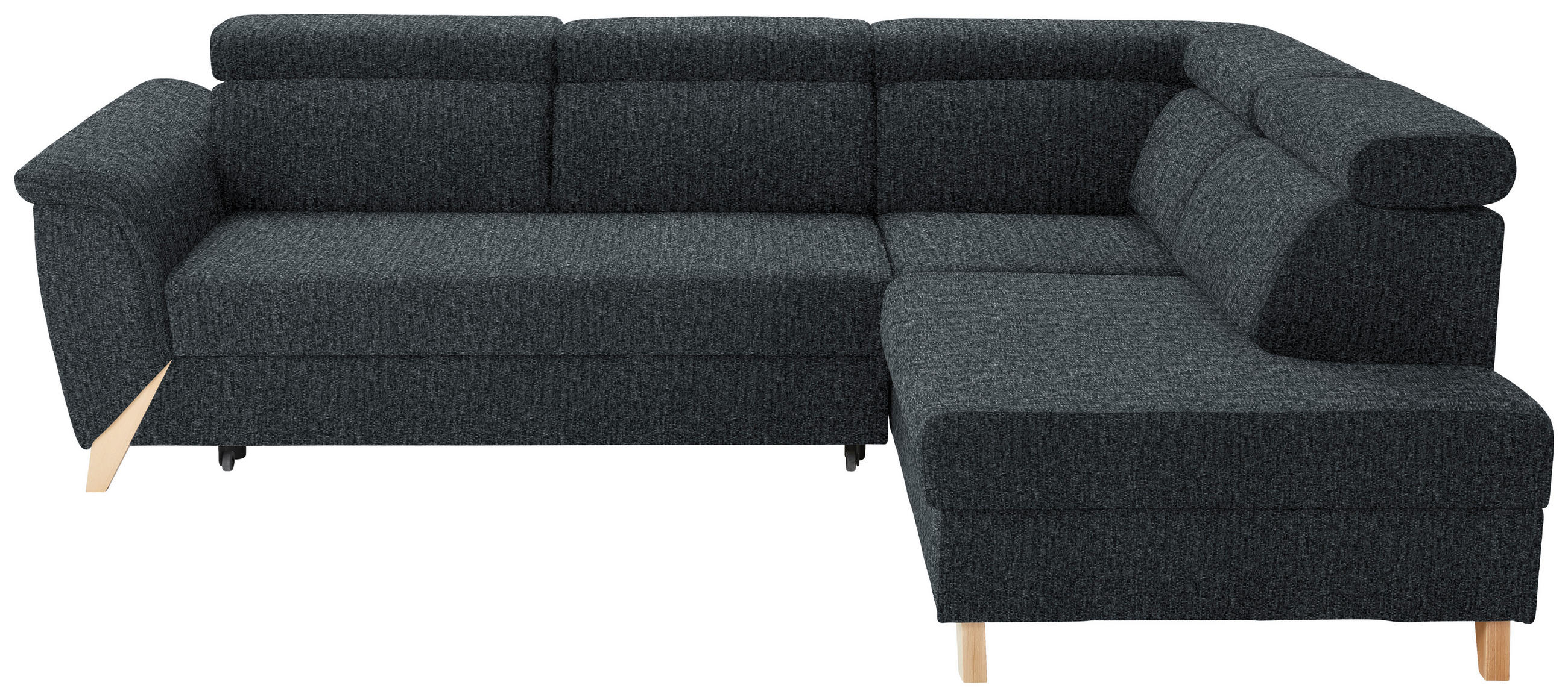 ECKSOFA Struktur Anthrazit  - Anthrazit/Naturfarben, Konventionell, Holz/Textil (265/200cm) - Stylife