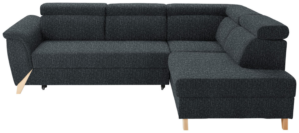 ECKSOFA Struktur Anthrazit  - Anthrazit/Naturfarben, Konventionell, Holz/Textil (265/200cm) - Stylife