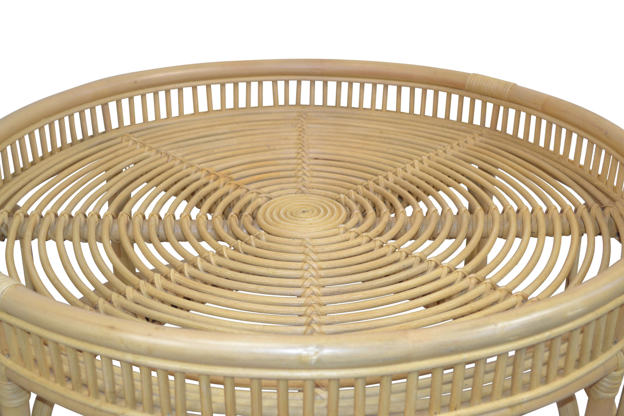 COUCHTISCH Rattan massiv 75/75/41 cm rund Beige  - Beige, Design, Holz (75/75/41cm) - MID.YOU