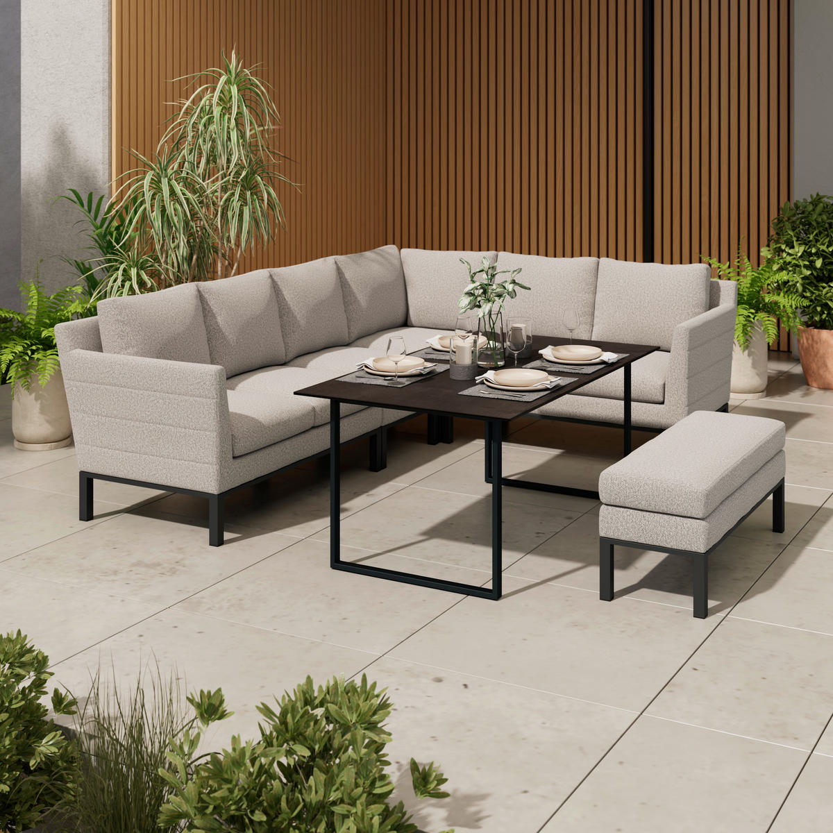 GARTENSESSEL Edelstahl Anthrazit, Schwarz  - Anthrazit/Schwarz, Design, Textil/Metall (83/76/83cm) - Amatio