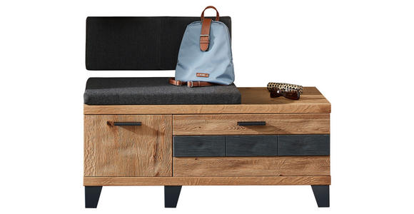 GARDEROBENBANK  in 110/79/38 cm  - Eichefarben/Dunkelgrau, Natur, Holz/Textil (110/79/38cm) - Linea Natura