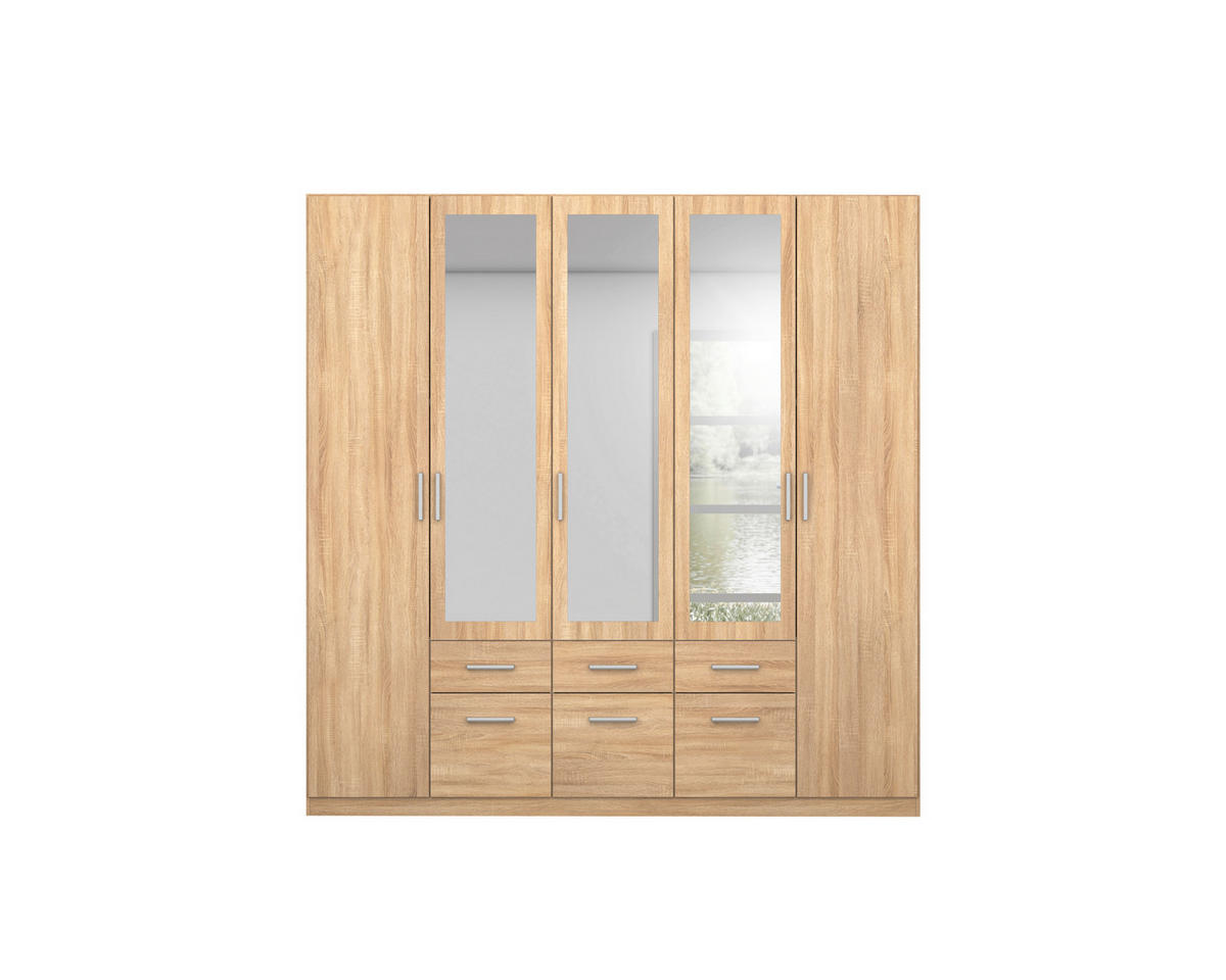 DREHTÜRENSCHRANK  in Sonoma Eiche  - Alufarben/Sonoma Eiche, MODERN, Holzwerkstoff/Kunststoff (226/229/54cm) - Rauch Möbel