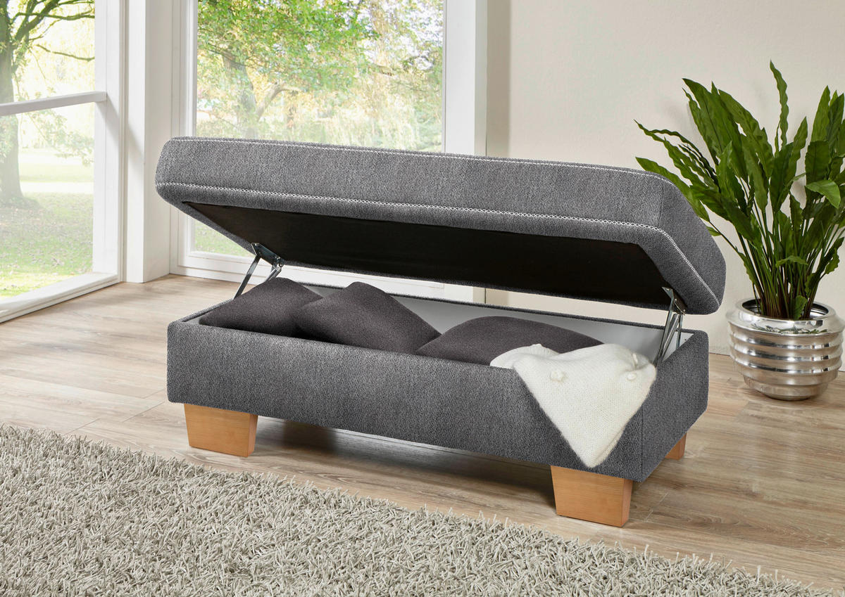 ECKSOFA in Mikrofaser Grau  - Eichefarben/Beige, Natur, Holz/Textil (273/226cm) - Beldomo System