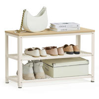 SCHUHBANK Weiß, Eichefarben  - Eichefarben/Schwarz, Trend, Kunststoff/Metall (73/45/30cm) - Boxxx