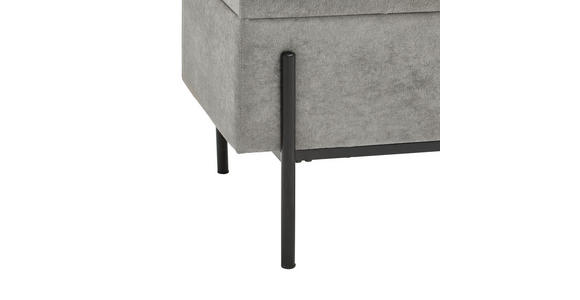 HOCKERBANK 121/47/41 cm Samt, Vliesstoff Grau, Schwarz - Schwarz/Grau, Trend, Textil/Metall (121/47/41cm) - Xora