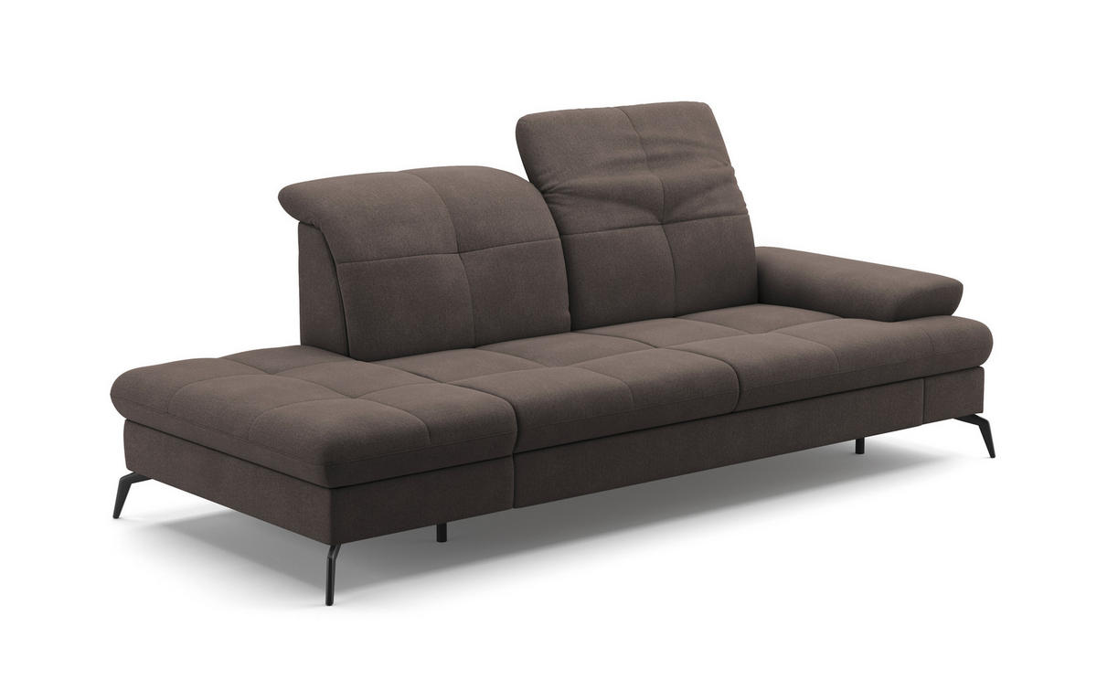RÉCAMIERE in Flachgewebe Graphitfarben  - Schwarz/Graphitfarben, Konventionell, Textil/Metall (231/90/122cm) - Sit & More