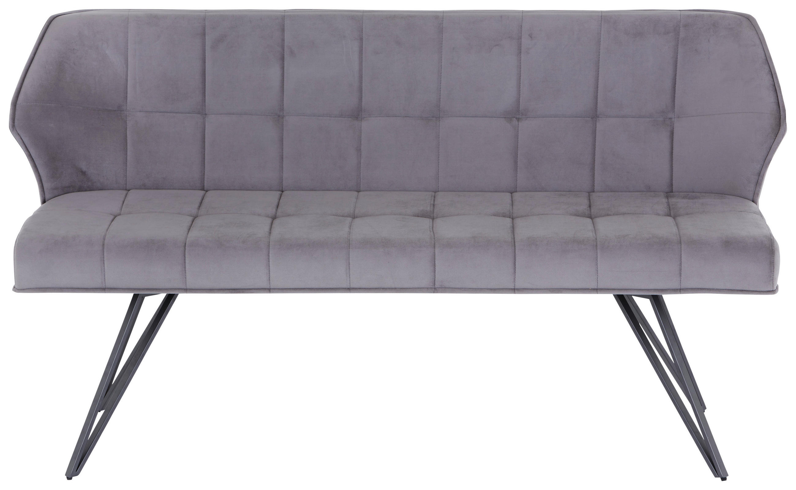SITZBANK 155/83/58 cm Samt Grau  - Grau, MODERN, Textil/Metall (155/83/58cm) - MID.YOU