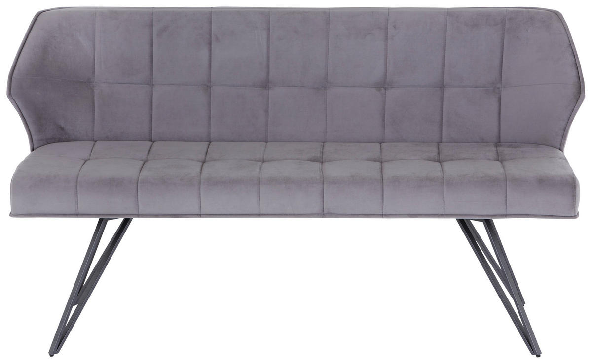 SITZBANK 155/83/58 cm Samt Grau  - Grau, MODERN, Textil/Metall (155/83/58cm) - MID.YOU
