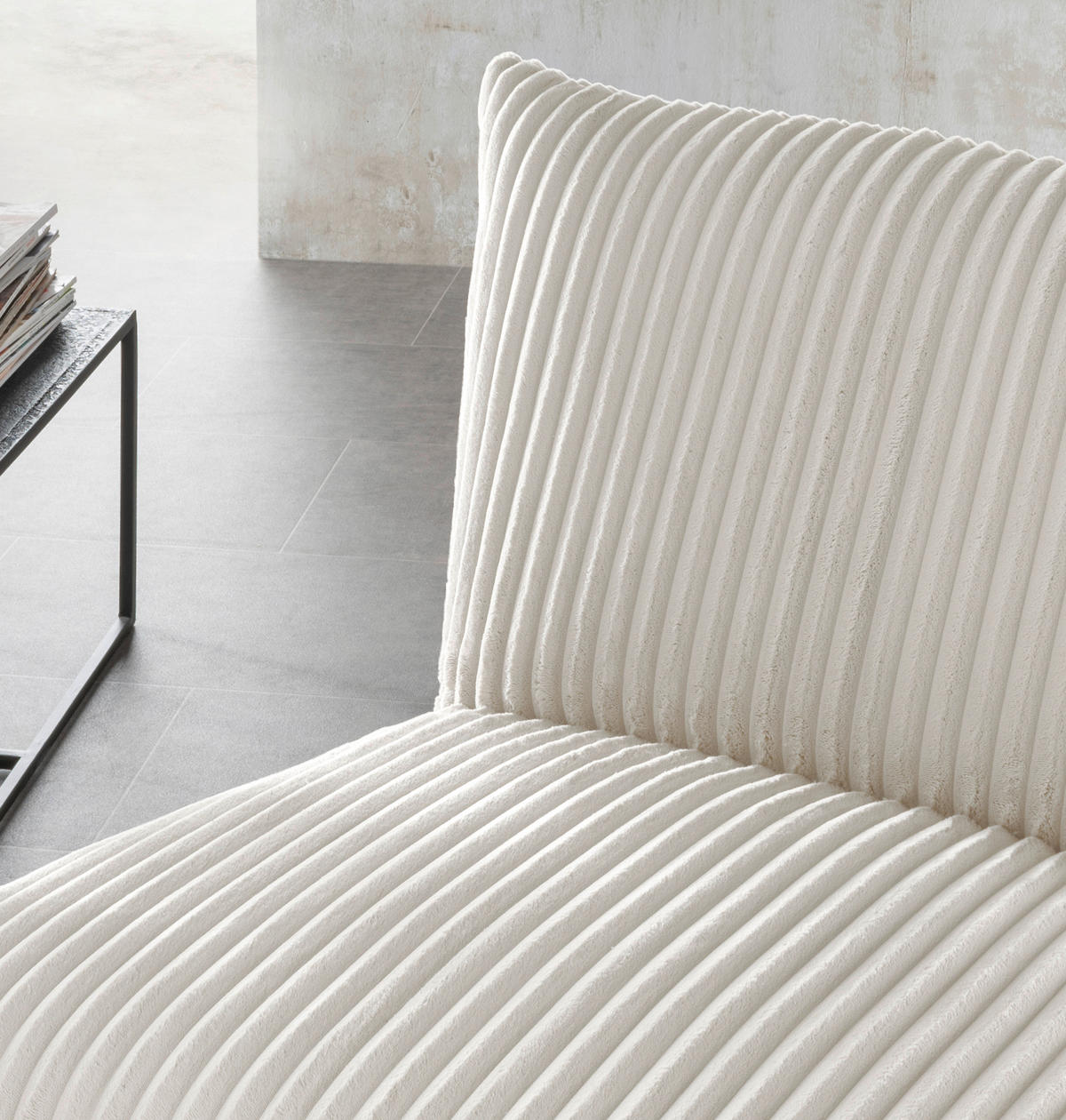 RELAXSESSEL in Textil Weiss  - Weiss/Schwarz, Design, Textil/Metall (100/78/96cm) - Livetastic