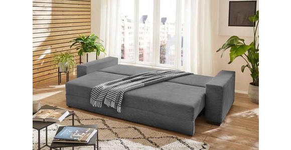 SCHLAFSOFA Cord Dunkelgrau Rückenkissen, Bettkasten, Schlaffunktion, Rücken echt, Liegefläche im Originalstoff  - Dunkelgrau/Schwarz, KONVENTIONELL, Kunststoff/Textil (240/72/95cm) - Carryhome